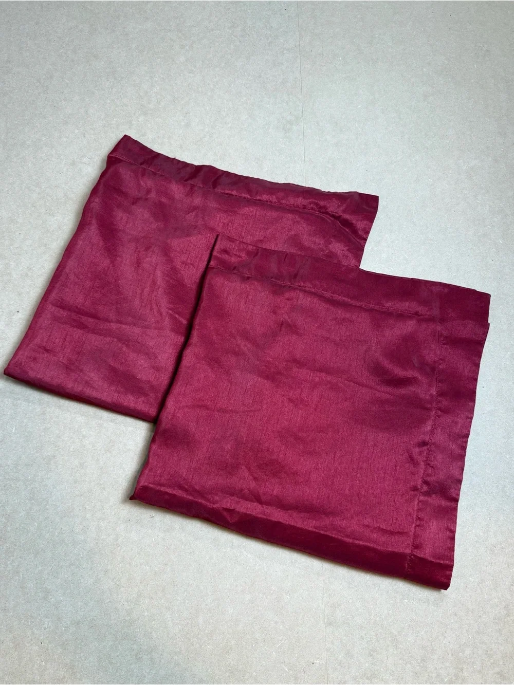 Set of 2 Burgundy Faux Silk Euro Pillow Shams 29.5” x 30.5” Square